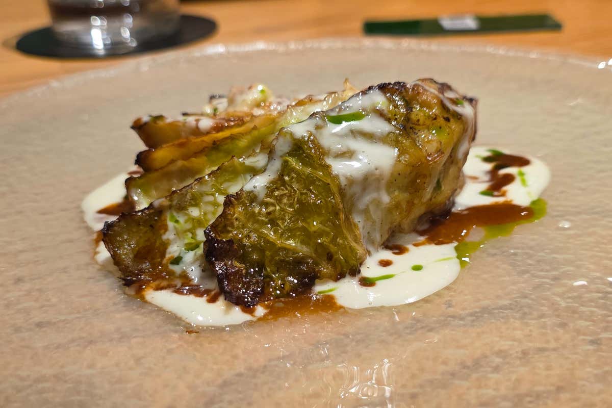 Verza stufata cotta alla brace