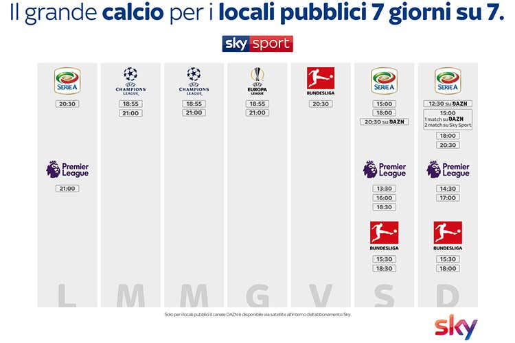 (Sky Business, l&rsquo;offerta per i bar Tutto il calcio, 7 giorni su 7)
