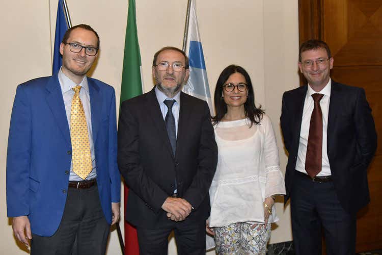Giorgio Lazzari, Paolo Malvestiti, Maria Paola Esposito ed Enrico Rota (Valcalepio, tra novit&agrave; e cambiamento riapre la Strada del vino e dei sapori)