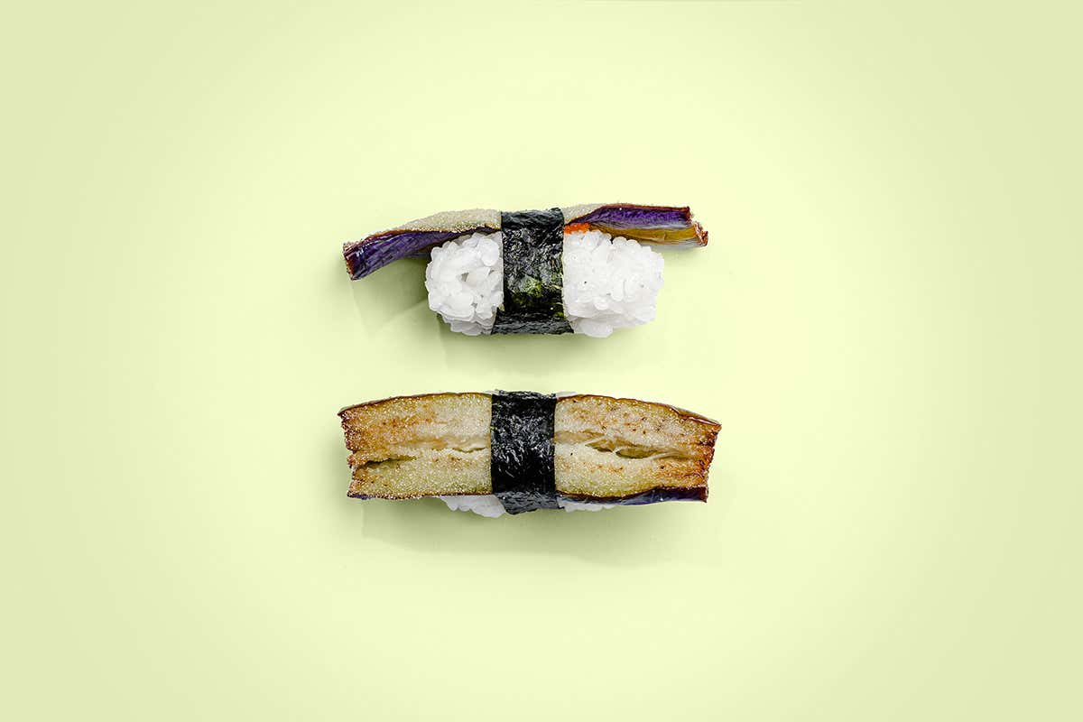 Nigiri di melanzana Da Demoshi il sushi &egrave; di tutti
