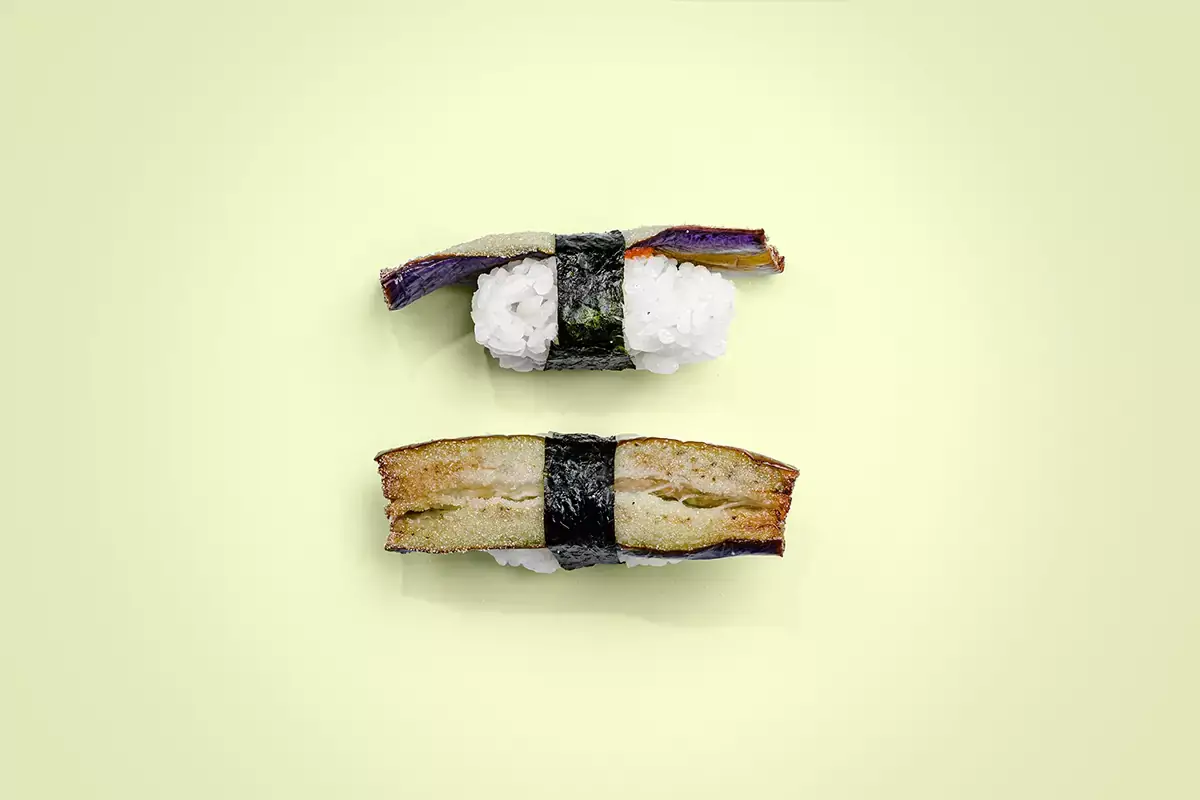 Nigiri di melanzana Da Demoshi il sushi &egrave; di tutti
