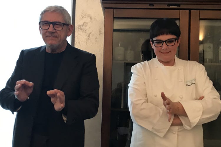 Tano Simonato e Sara Preceruti (A Milano debutta AcquadaIn cucina il talento di Sara Preceruti)