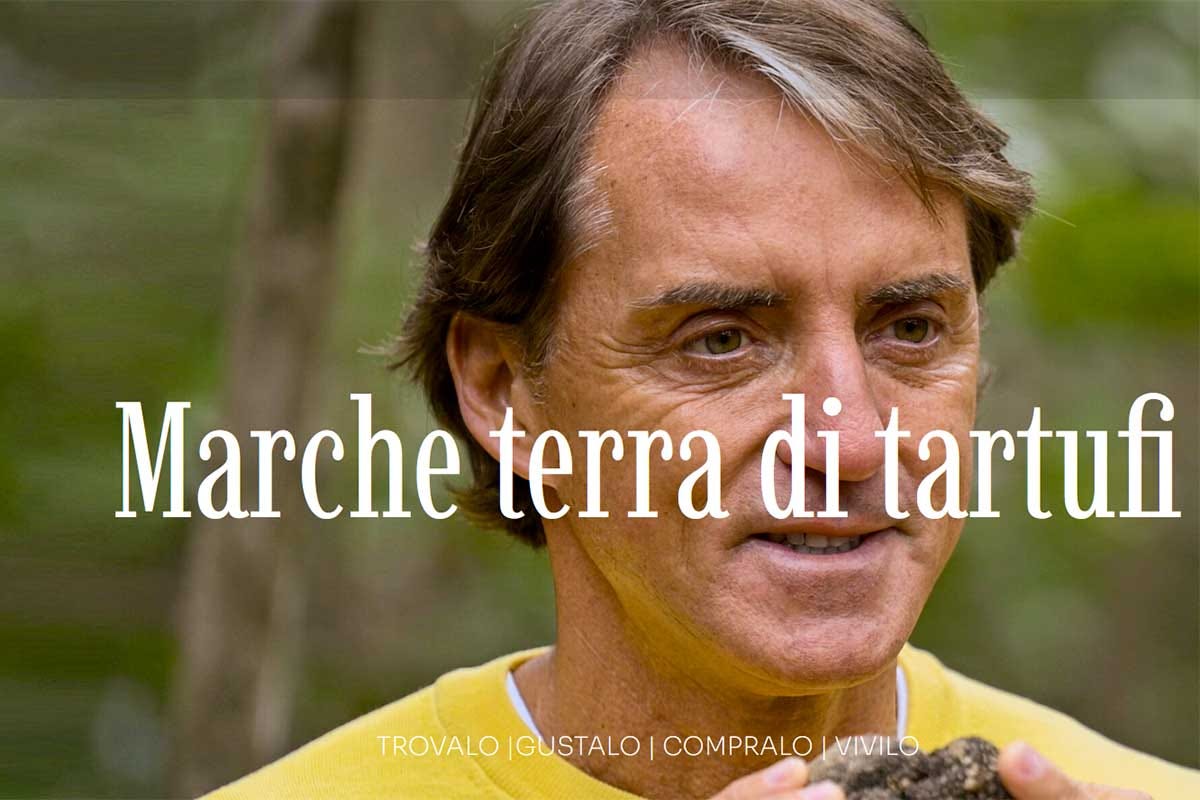 Lo jesino Roberto Mancini, ct della Nazionale di calcio, testimonial del nuovo portale online Un portale online unico per entrate nel mondo del tartufo delle Marche