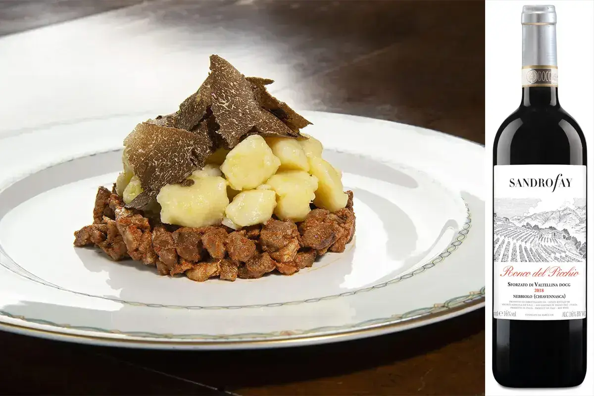 &ldquo;Rag&ugrave; di anatra, bocconcini di patate e tartufo nero&rdquo; di Cristina Cerbi (foto: Ivano Zinelli) &pound;$L&rsquo;Italia del vino:$&pound; tre grandi Sfursat della Valtellina