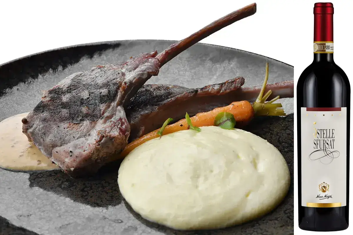 &ldquo;Carr&egrave; di cinghiale alla griglia, salsa alla senape e spuma di polenta&rdquo; di Gian Marco Stefani &pound;$L&rsquo;Italia del vino:$&pound; tre grandi Sfursat della Valtellina