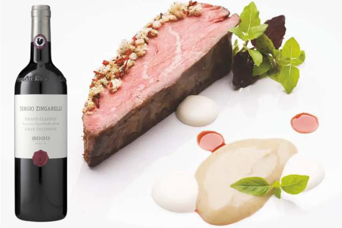Cuberoll di Angus scozzese con Chianti Classico Gran Selezione Docg 2020 Sergio Zingarelli di Rocca delle Macìe