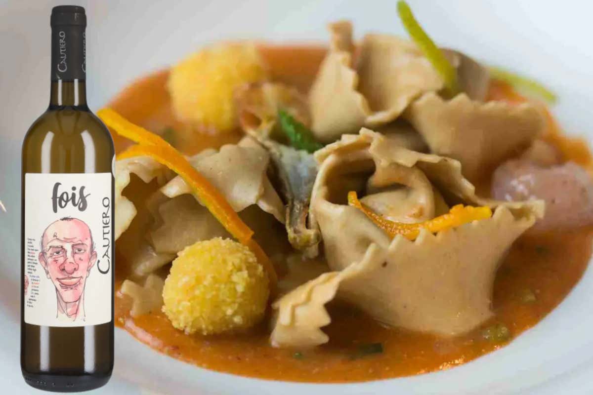 Cappelli del prete con bisque di crostacei con Falanghina Fois 2023 di Cautiero