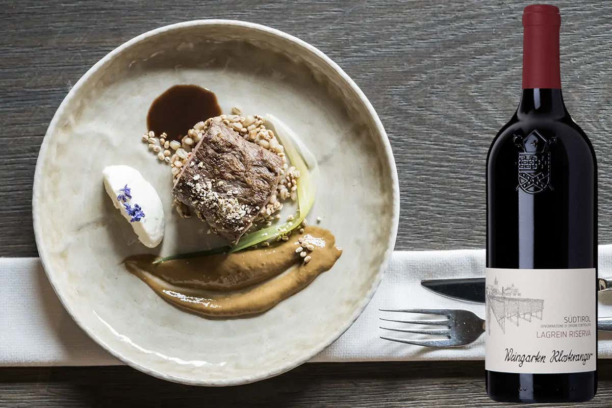 Carré d’agnello altoatesino con orzo e salsa jus con Lagrein Riserva "Vigna Klosteranger" di Muri-Gries