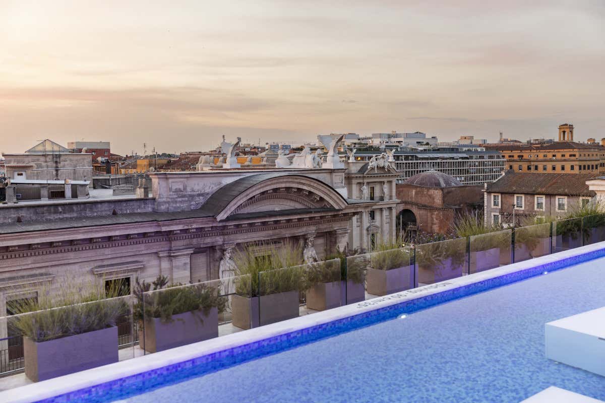 La terrazza panoramica di Palazzo Naiadi 