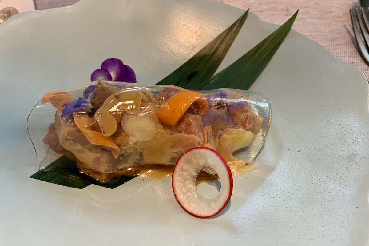 Toro, melanzana, goma miso Vermentino Doc Maremma Toscana, un rosso vestito da bianco