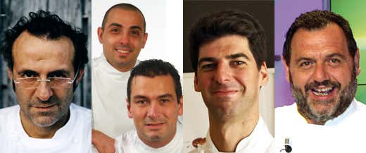 Massimo Bottura, Riccardo Monco e Italo Bassi, Massimiliano Alajmo e Gianfranco Vissani