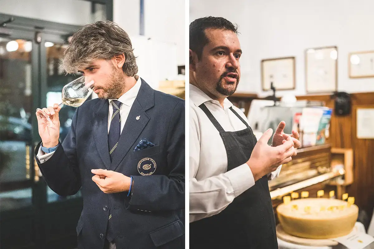 Federico Bovarini e Gabriele Merlo durante il training “Nati per stare insieme” a Milano da Trattoria Masuelli San Marco