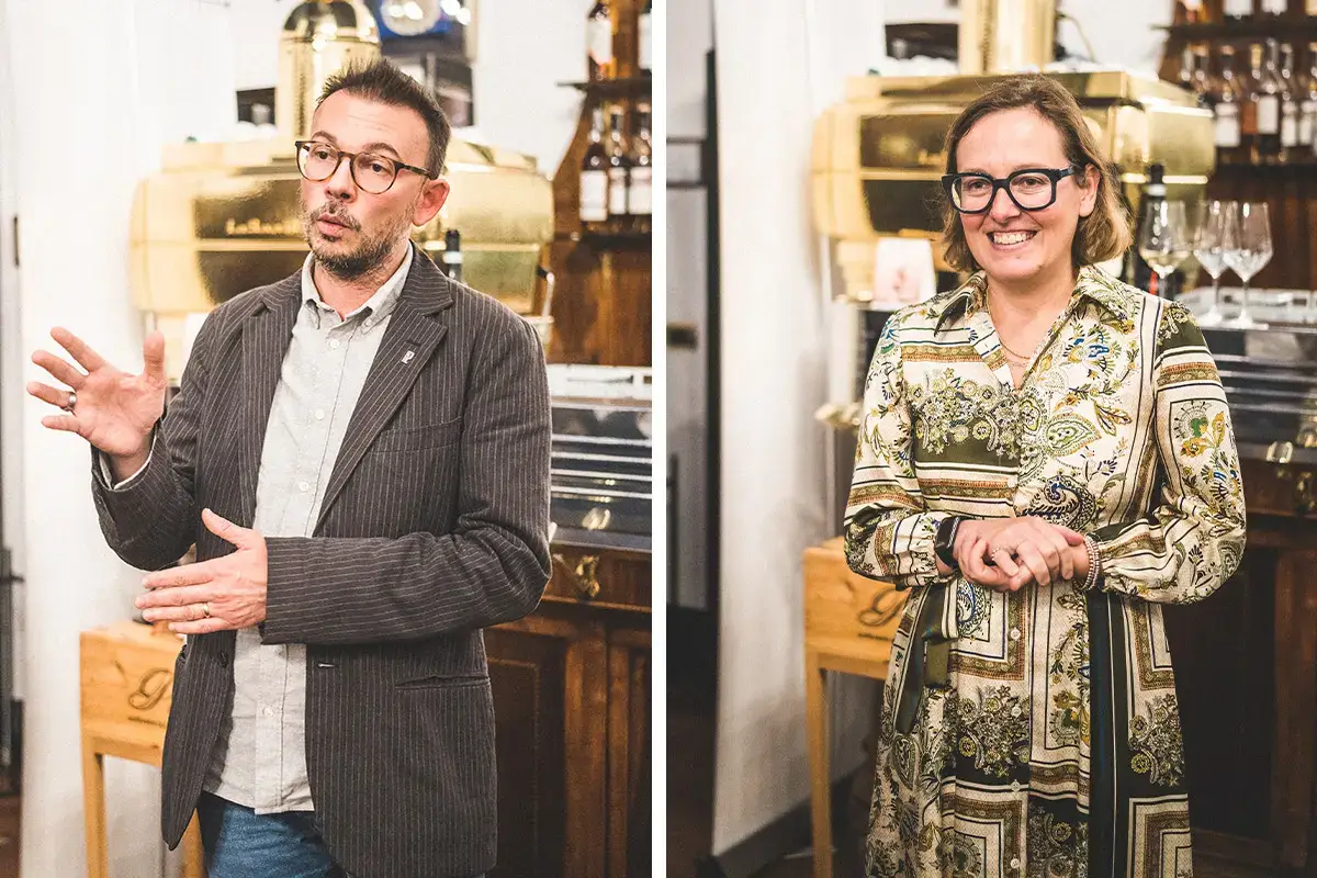 Babettli Azzone (Tenuta Roveglia) e Andrea Crosignani (Azienda Agricola Manuelina) “Nati per stare insieme” a Milano da Trattoria Masuelli San Marco
