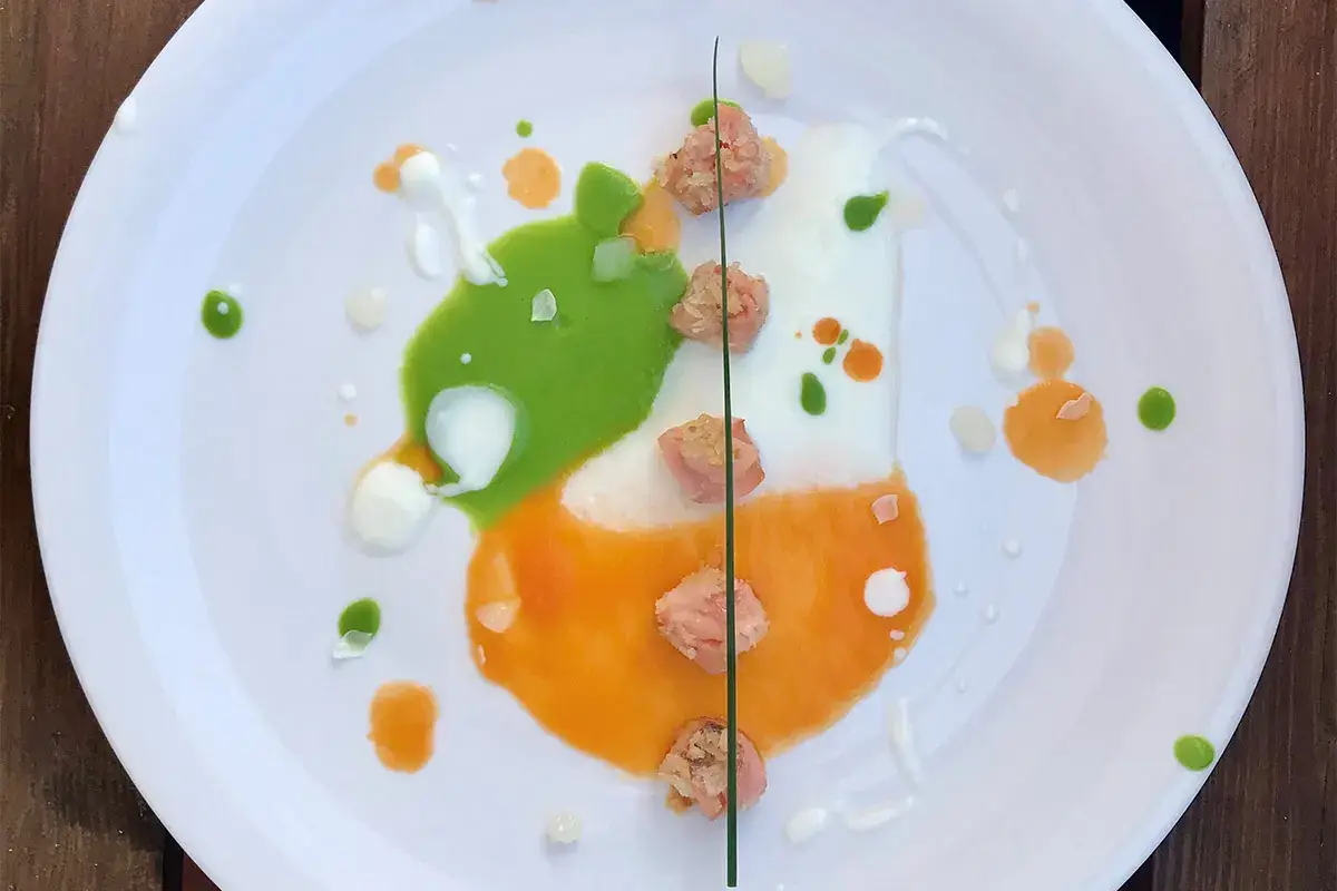Trota salmonata in bianco, verde e arancio Trota salmonata in bianco, verde e arancio