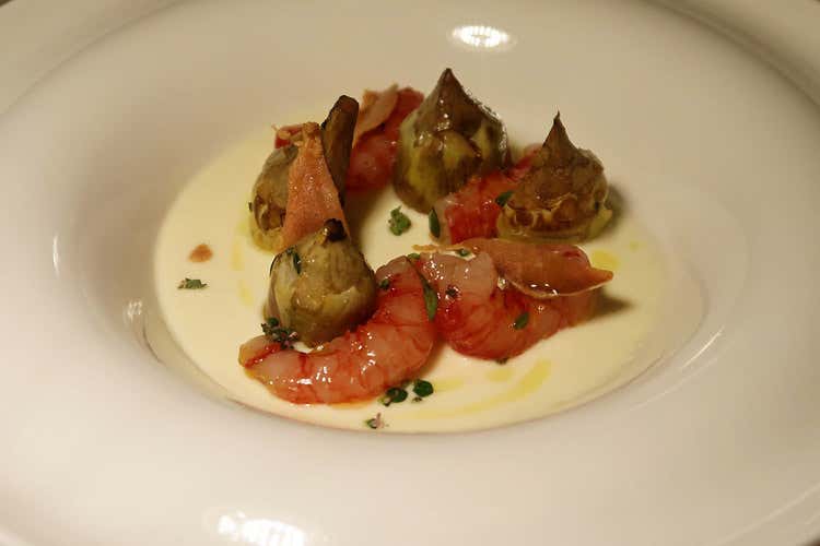 Gamberi marinati al timo e cuori di carciofo (Tutti i sapori del marenel nuovo menu di Ciciritto)