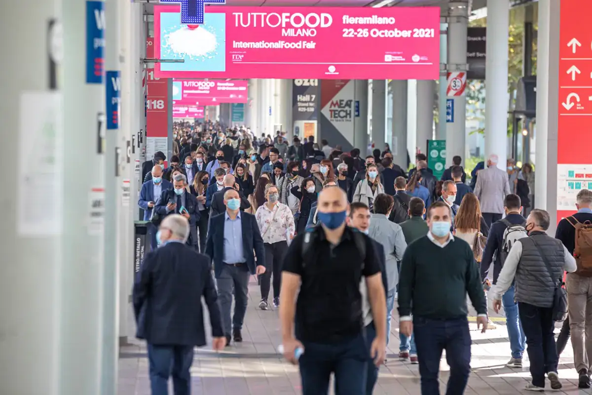 Un'immagine di Tuttofood 2021 alla Fiera di Milano a Rho Le fiere sono ripartite e nel 2025 puntano a 50 miliardi a livello globale