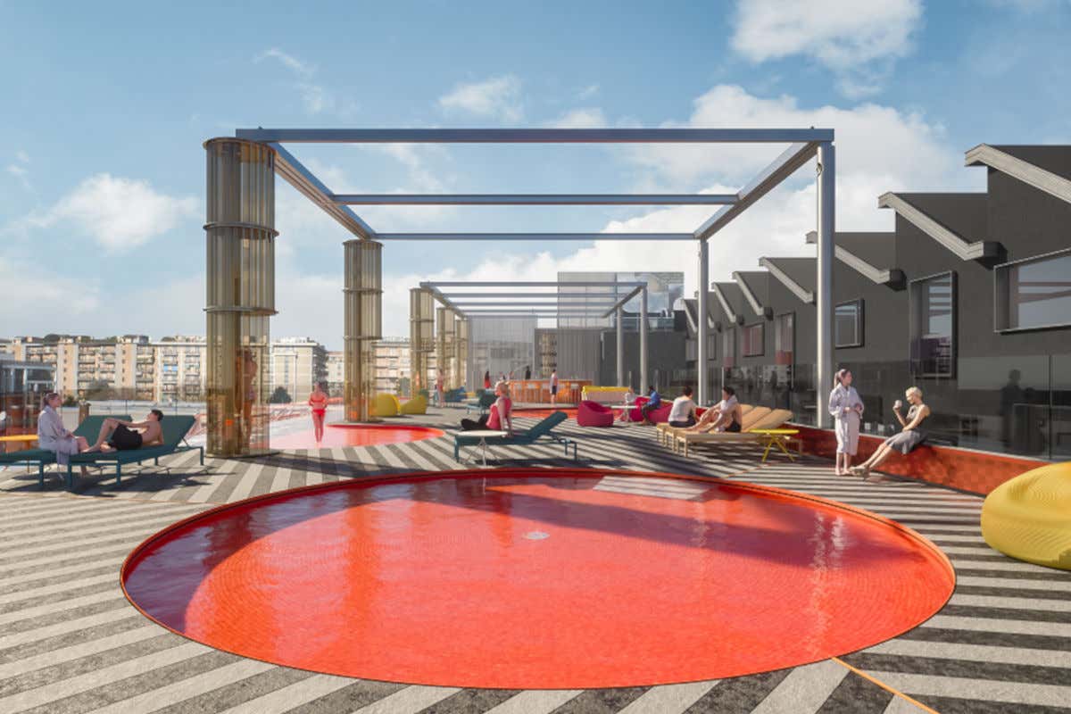 L'area cocktails&pool di 750 metri quadrati Panorama da togliere il fiato: al nhow Milano arriva Vertigo