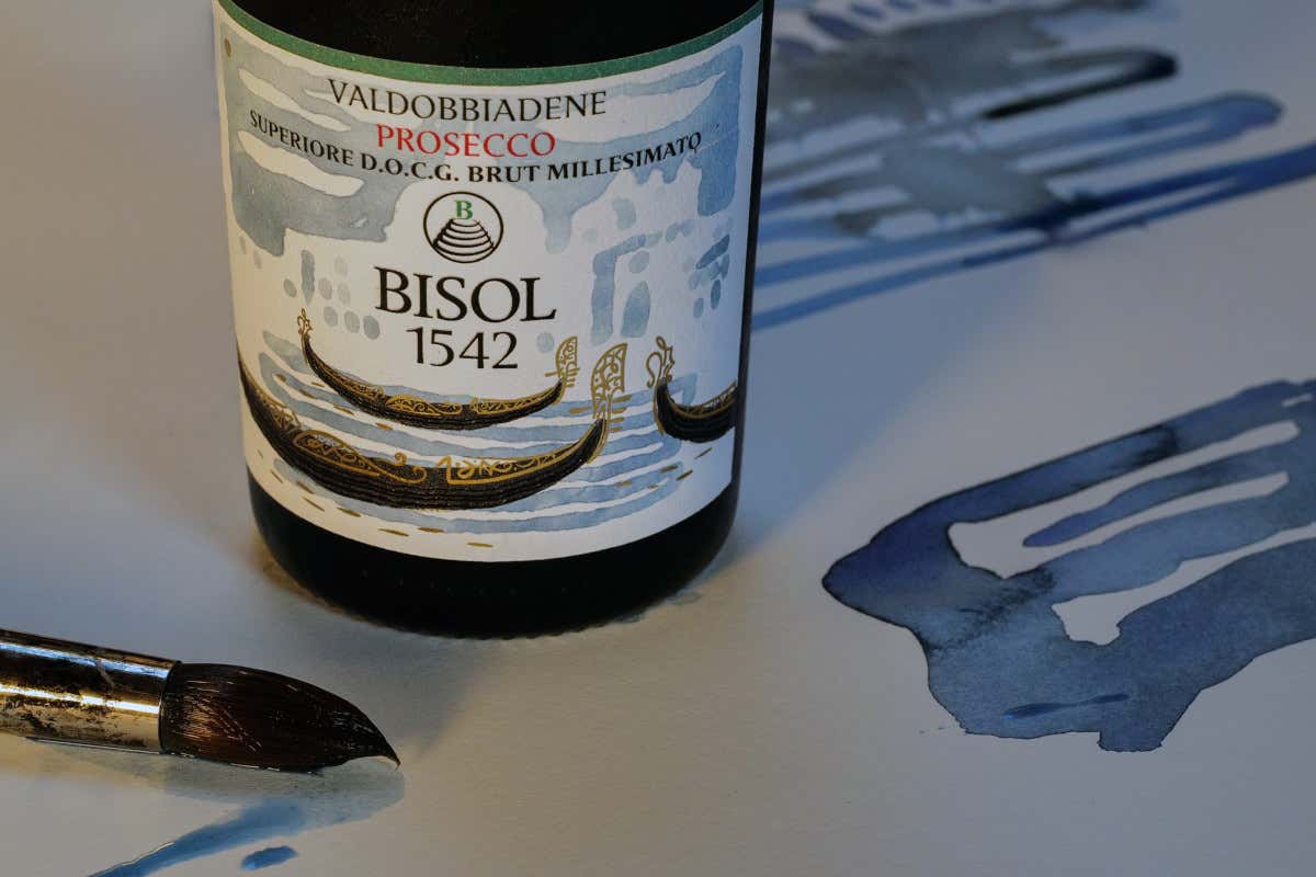 Valdobbiadene Prosecco Superiore DOCG Brut Millesimato 2021 di Bisol 1542 Edizione i Gondolieri  Si alza il sipario su Bisol 1542 Edizione I Gondolieri, Prosecco Superiore Docg