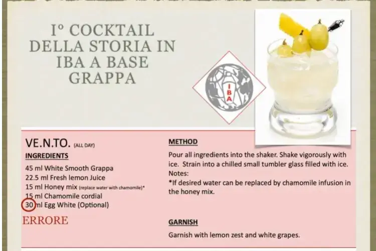 La grappa nella bibbia dei miscelatiStorica scelta dei barman Iba