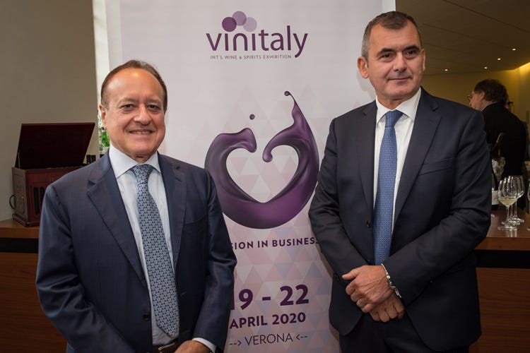 Maurizio Danese e Giovanni Mantovani (VeronaFiere e il vino Il connubio si rinnova nel 2020)