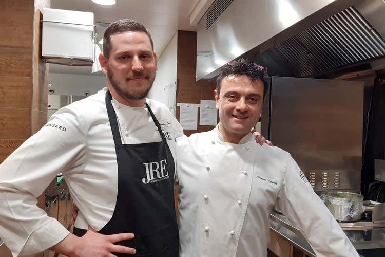 Alexandar Grubic e Mauro Grandi - A cena con i Giovani Ristoratori Massart ospite del View di Lugano