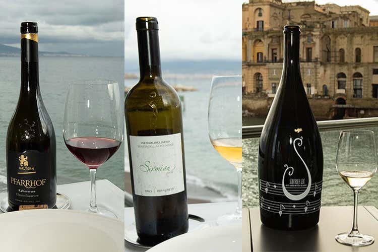 Tre etichette servite durante la cena (Vini altoatesini a Palazzo Petrucci esaltati dai piatti di Scarallo)