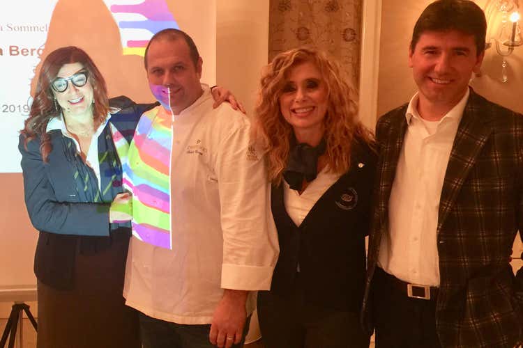 Roberta Agnelli, Bobo Cerea, Sara Missaglia e Aldo Rainoldi (Vini Valtellinesi in trasferta alla Cantalupa di Brusaporto)