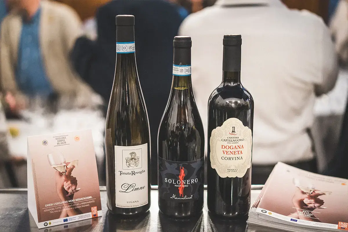 &ldquo;Limne&rdquo; Lugana Doc 2021 dell&rsquo;Azienda Tenuta Roveglia, &ldquo;Solonero&rdquo; Pinot Nero dell&rsquo;Oltrep&ograve; Pavese Doc 2020 dell&rsquo;Azienda Manuelina, &ldquo;Dogana Veneta&rdquo; Corvina Garda Doc dell&rsquo;Azienda Cantina Di Castelnuovo Del Garda &ldquo;Nati per stare insieme&rdquo; a Milano da Trattoria Masuelli San Marco