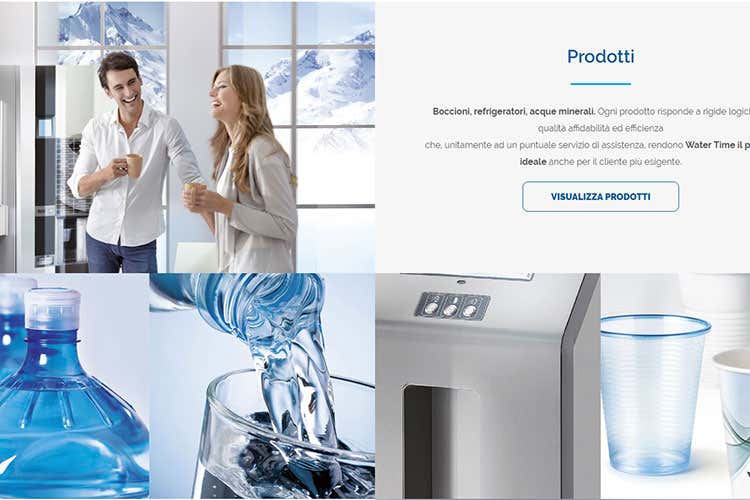 Una pagina del nuovo sito web (Water Time, nuovo look Cambiano logo e sito)