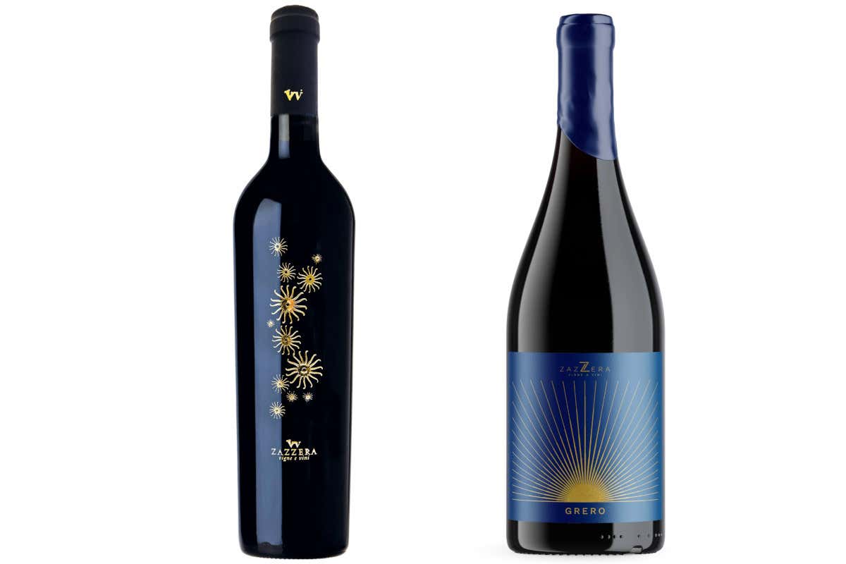 Cantina Zazzera: da sinistra la vecchia e la nuova bottiglia di Grero