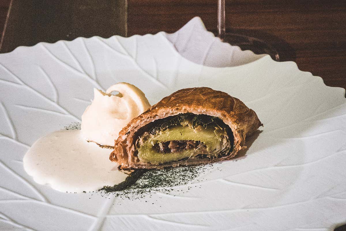 Terrina vegetale d’autunno alla Wellington, Grana Padano Dop oltre 20 mesi Ristorante Lino la stella che illumina Pavia