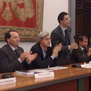 Da sinistra: Floriano Zambon, Vittorio Sgarbi, Valentino Valentini, Marcello Mazz&ugrave;