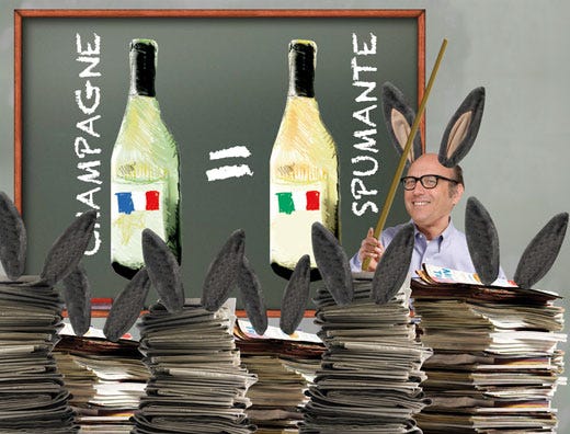 Spumante <font color='red'>versus</font> Champagne Zanella bacchetta (?) la stampa