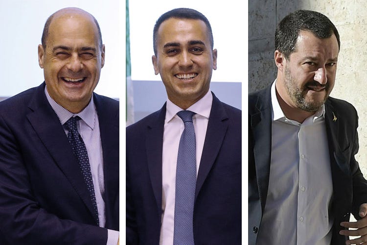 Nicola Zingaretti (Pd), Luigi Di Maio (M5s), Matteo Salvini (Lega) (Le attese di agricoltura e ospitalità per il Governo che verrà)