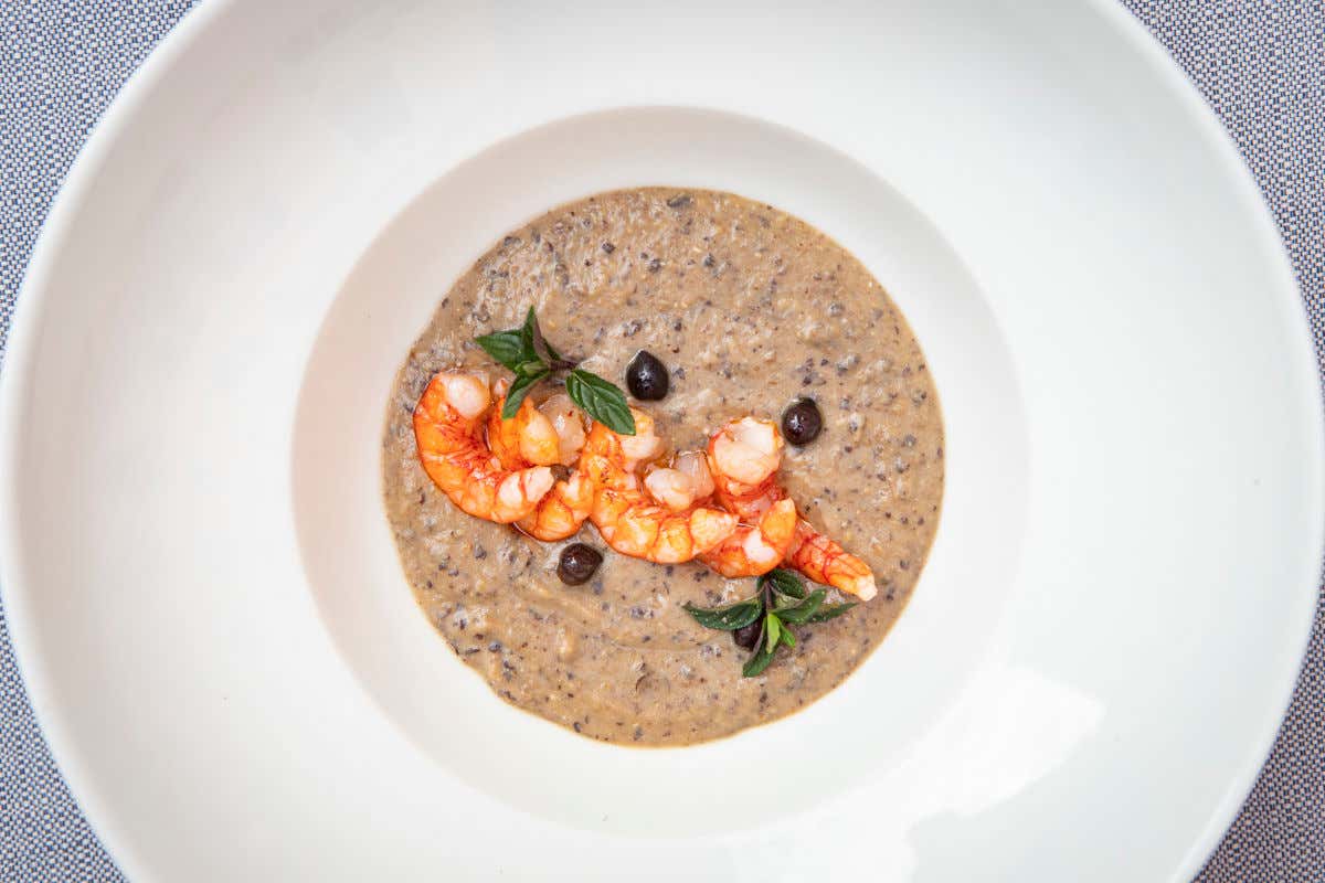 Zuppa di ceci (presidio bio slowfood) e gamberi DonnaE Bistrot e il suo Chef Riccardo Pepe al via una nuova proposta gastronomica