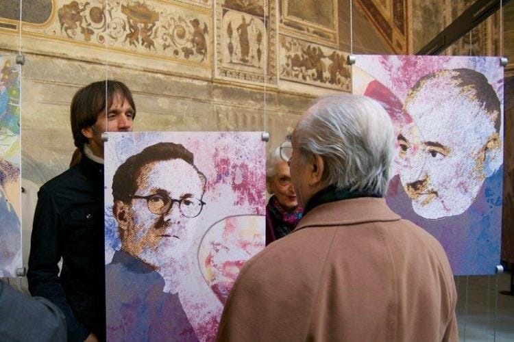 Davide Oldani e Gualtiero Marchesi tra i ritratti di Massimo Bottura e Umberto Bombana