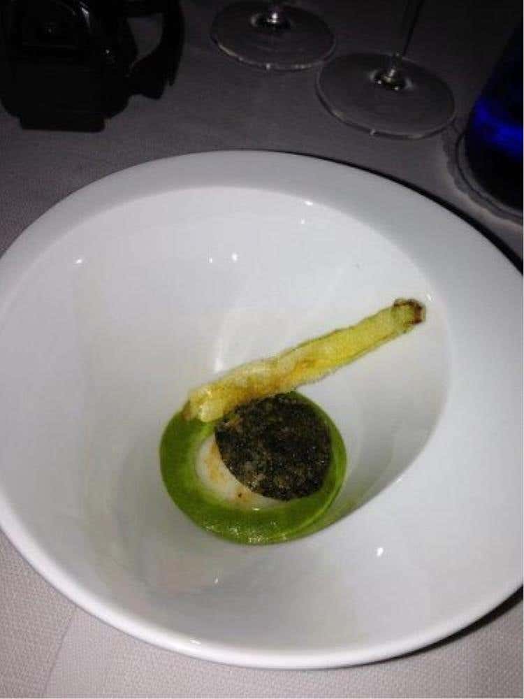 Capasanta scottata con salsa di rucola