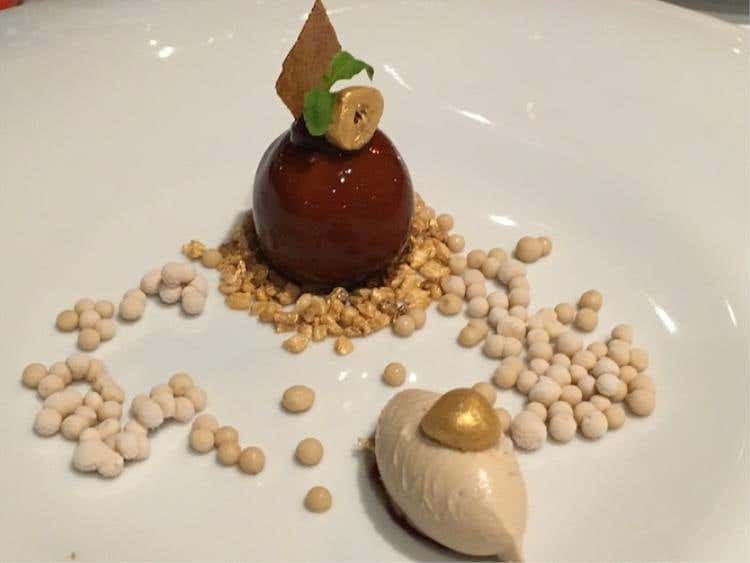 Foie gras con nocciola del Piemonte, caffè e ciliegia morello