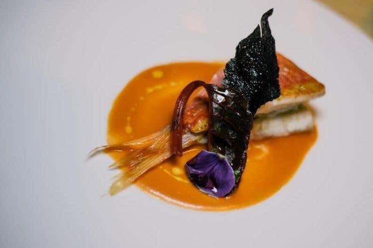 Triglia, finocchio, chips di alghe