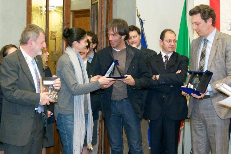 Alberto Lupini, Rosanna Marziale, Davide Oldani, Giovanni Busi, Domenico Raimondo e Nicola Cesare Baldrighi (presidente Consorzio Grana Padano)