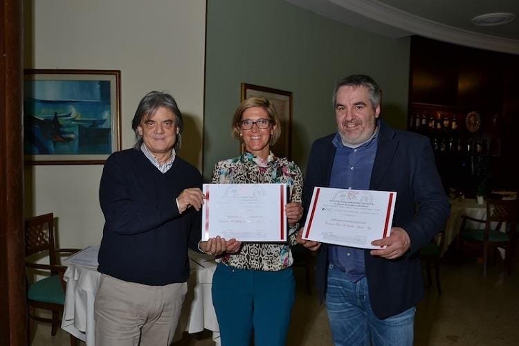 da sinistra: Renato Malaman (giornalista del Mattino di Padova), Sonia Pesenti (ristorante La Trota di Laxolo di Brembilla) ed Enrico Tonoli