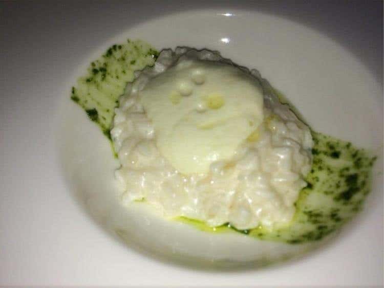 Luca Collanti - Riso Acquerello, prescinseaù, pesto di Prò, spuma di Baccalà ed olio nocciola
