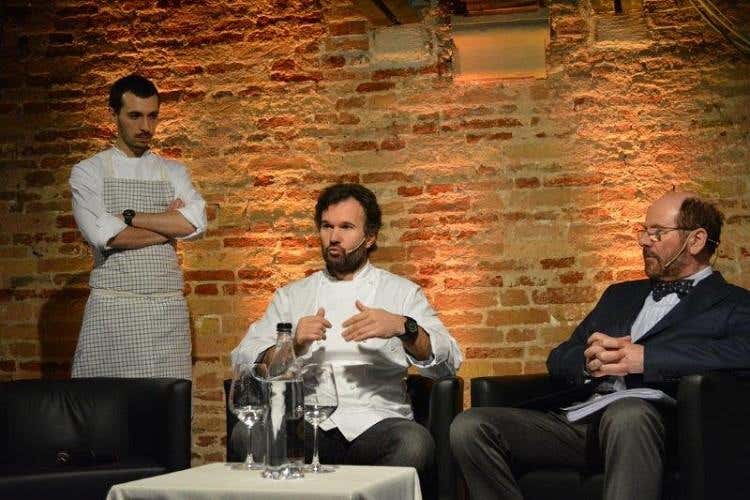 Carlo Cracco (al centro) e Marcello Coronini (a destra