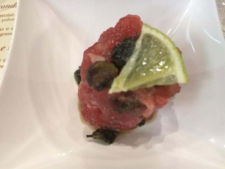 Tartare di tonno con note croccanti - Domenico Tomasino e Luca Mango, Pescheria Spadari 