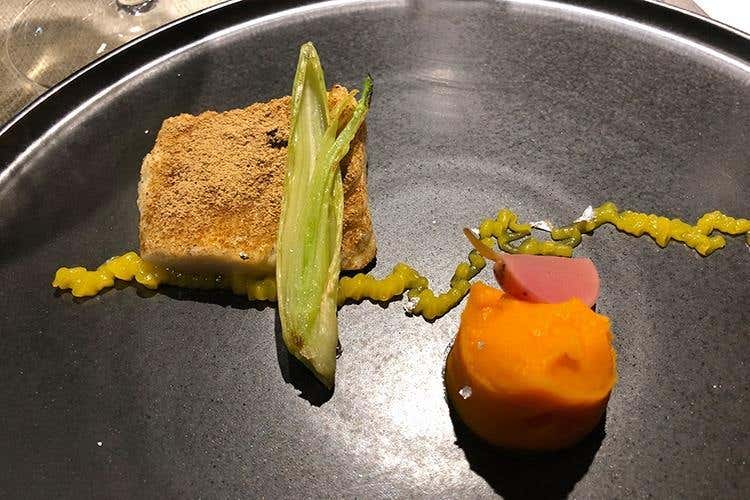 Rombo, zucca, polvere di porcini e mandarino (A Bergamo non c'è 2 senza 3 
Ronzoni chiude con il San Vigilio)