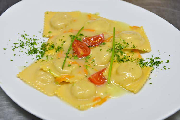 I piatti: i Tortelloni di lago di Giorgio Negri con Alessandro Donadello, Gabriele Avanzi e Christrian Turra 
