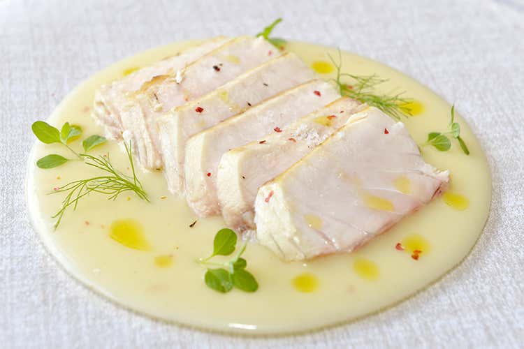 I piatti: lo Storione con patata di Ivan Konstachuk, al quale è stato aggiunto per l'occasione trippa, lumaca e caviale di lumaca by Gianni Tarabini 