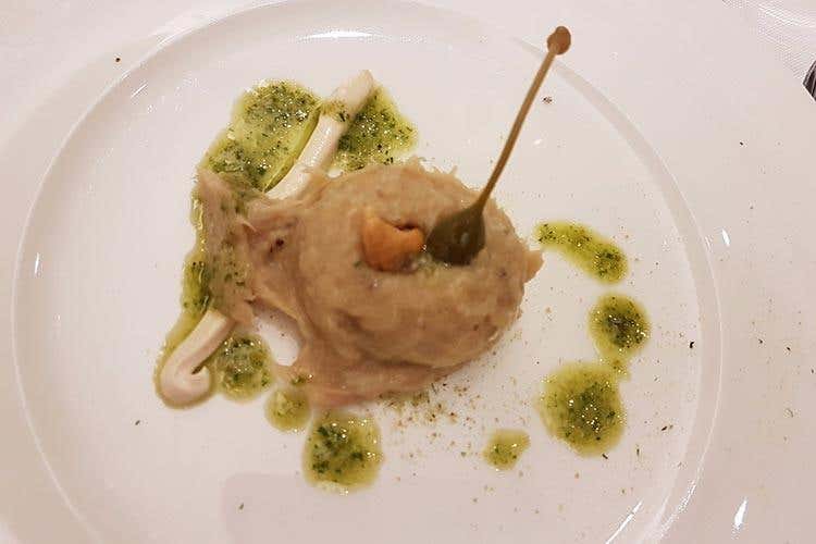 Baccalà mantecato con paccasassi (Andrea Manfredi, cuoco dell'Accademia dello stoccafisso) - Accademmia dello stoccafisso, 20 anni 
Una cena a colpi di tipicità per festeggiare