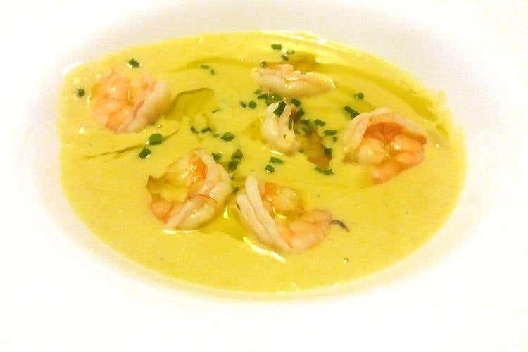 Crema di ceci con gambero rosso al vapore - Ai Giardini Paprika & Cannella di Milano 
Il Mediterraneo con un tocco di Sardegna