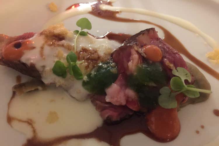 Controfiletto di bue grasso arrosto con parmigiana di melanzane (Ais Bergamo, cena d’estate 
al Florian di San Paolo d’Argon
)